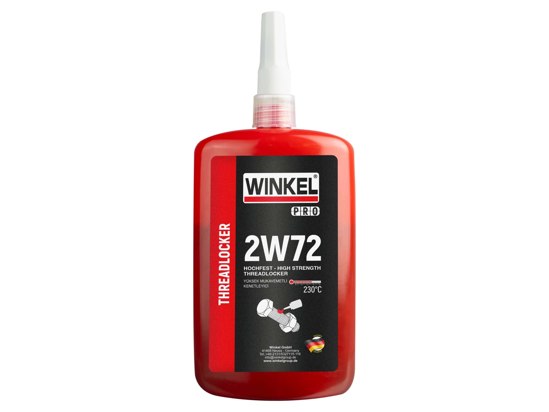 WINKEL PRO 2W72 Yüksek Mukavemetli Cıvata Sabitleyici 250ML Kırmızı