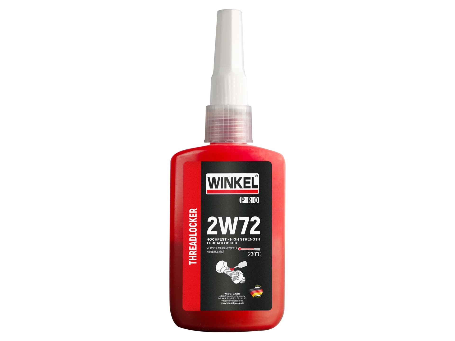 WINKEL PRO 2W72 Yüksek Mukavemetli Cıvata Sabitleyici 50ML Kırmızı
